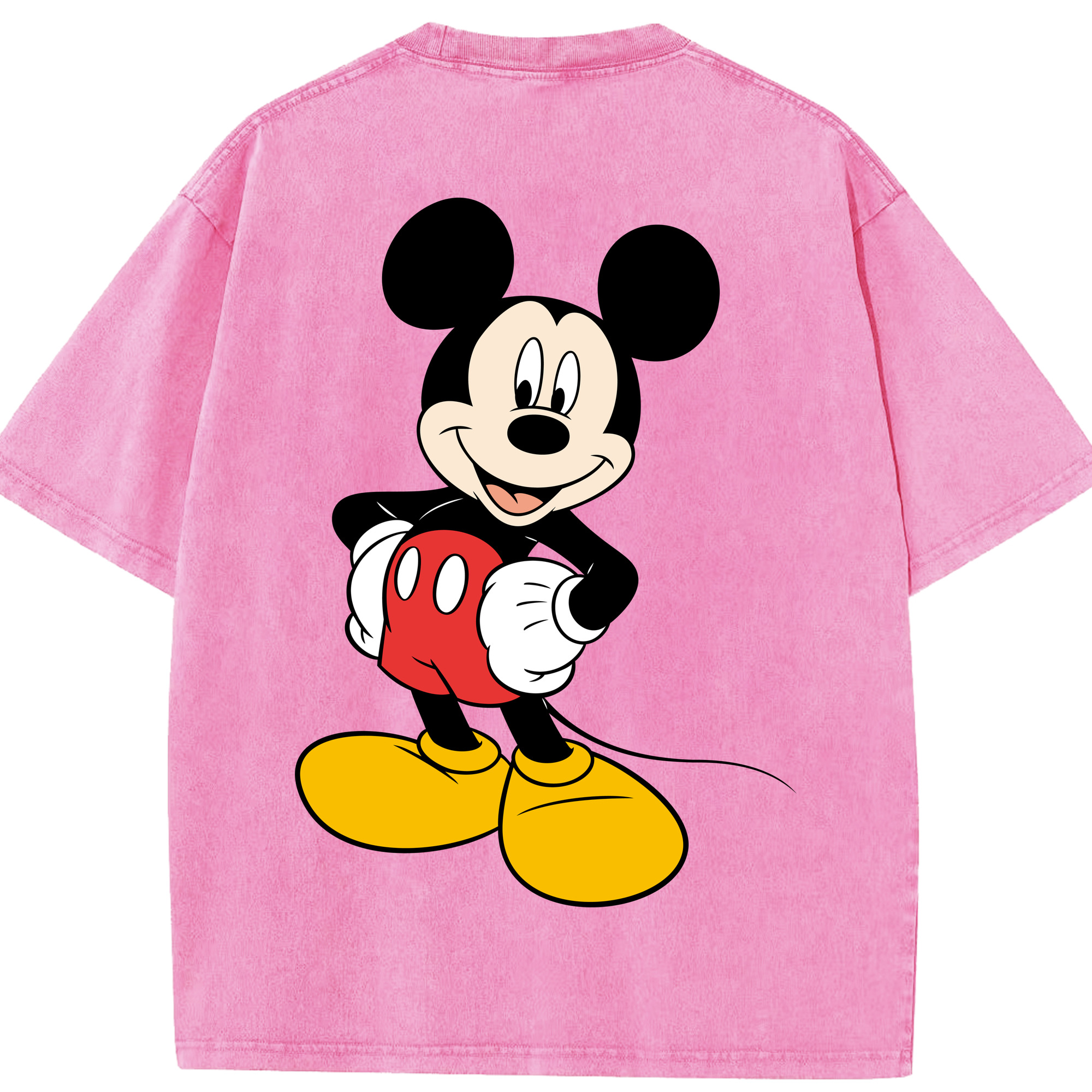 （画像用） ミッキーマウス Mickey Mouse 綿100% ヴィンテージ風 半袖Tシャツ（背面プリント）